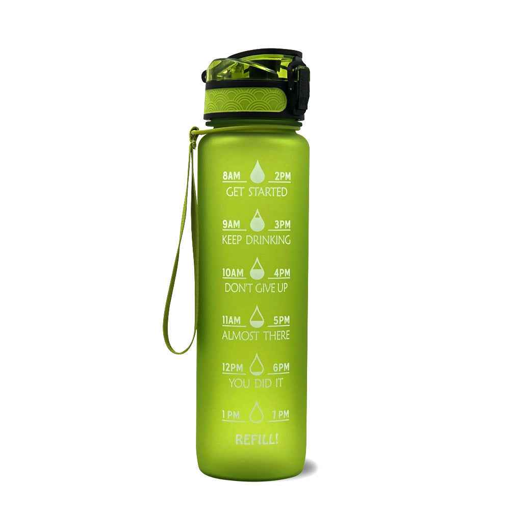 1L Motivational Tritan Water Bottle With Time Markers & Leakproof Design For Fitness & Sports