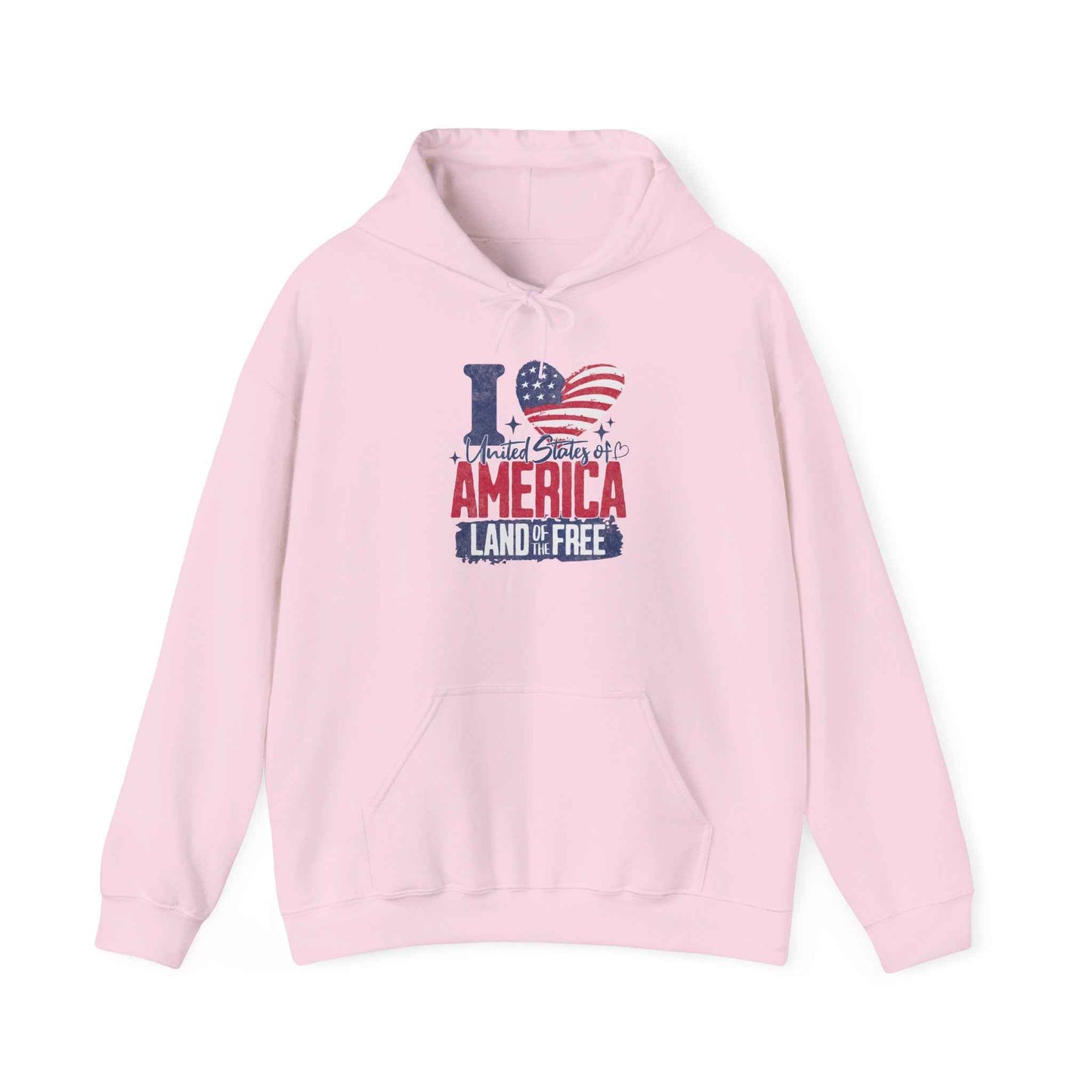 America Land of the Free Hoodie — I Love America Patriotic Flag Sweatshirt