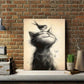 Zimonto - 1pc 40*60cm/ 16*24in Modern Art Canvas Poster with Wooden Framed, Cat and Bird Printed Painting on Black and White Canvas Wall Decoration, Bedroom, Bathroom, Dining Room, Kitchen Decoration Paintin