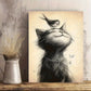 Zimonto - 1pc 40*60cm/ 16*24in Modern Art Canvas Poster with Wooden Framed, Cat and Bird Printed Painting on Black and White Canvas Wall Decoration, Bedroom, Bathroom, Dining Room, Kitchen Decoration Paintin