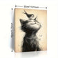 Zimonto - 1pc 40*60cm/ 16*24in Modern Art Canvas Poster with Wooden Framed, Cat and Bird Printed Painting on Black and White Canvas Wall Decoration, Bedroom, Bathroom, Dining Room, Kitchen Decoration Paintin
