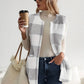 imms1k-9f - Womens Cozy Plaid Fuzzy Vest with Convenient Pockets