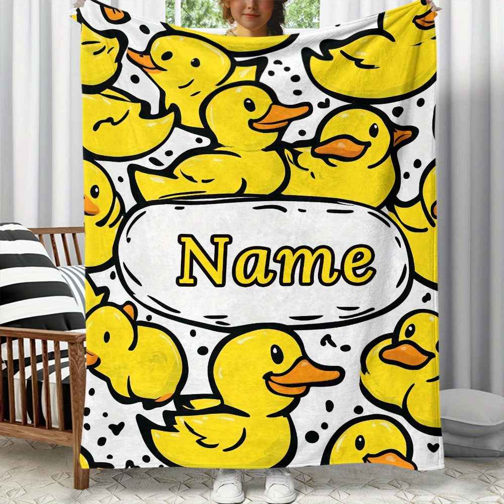 Custom Yellow Duck Flannel Throw Cozy Personalized  Soft