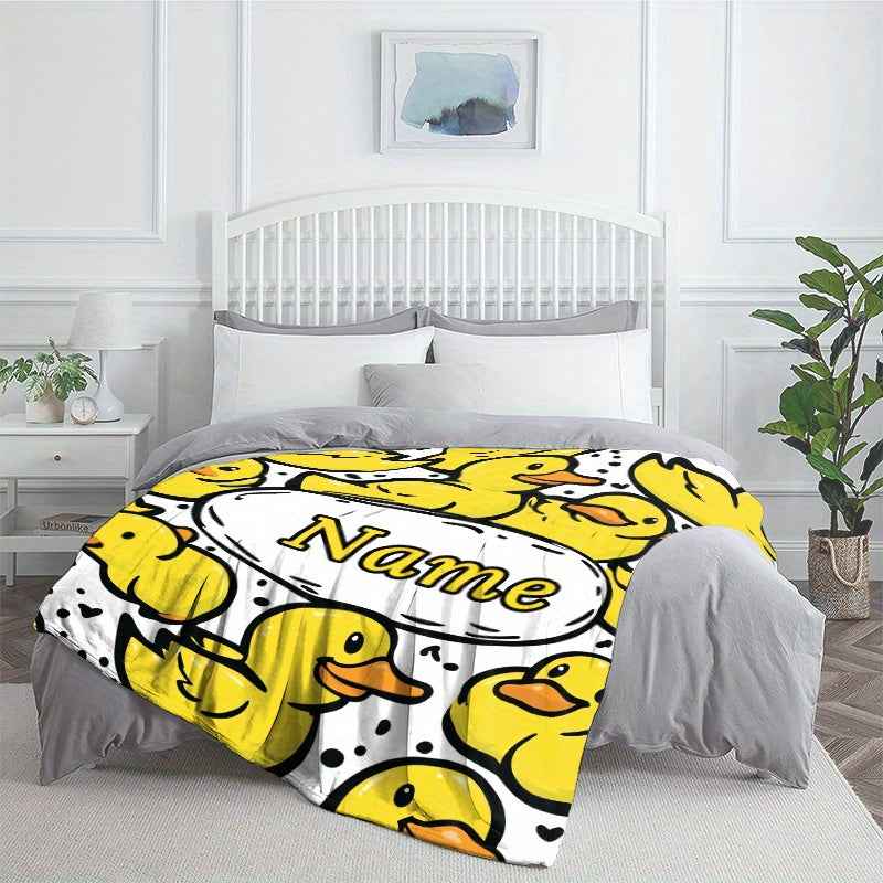 Custom Yellow Duck Flannel Throw Cozy Personalized  Soft