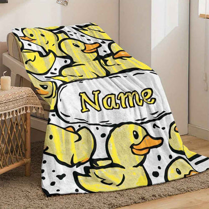 Custom Yellow Duck Flannel Throw Cozy Personalized  Soft