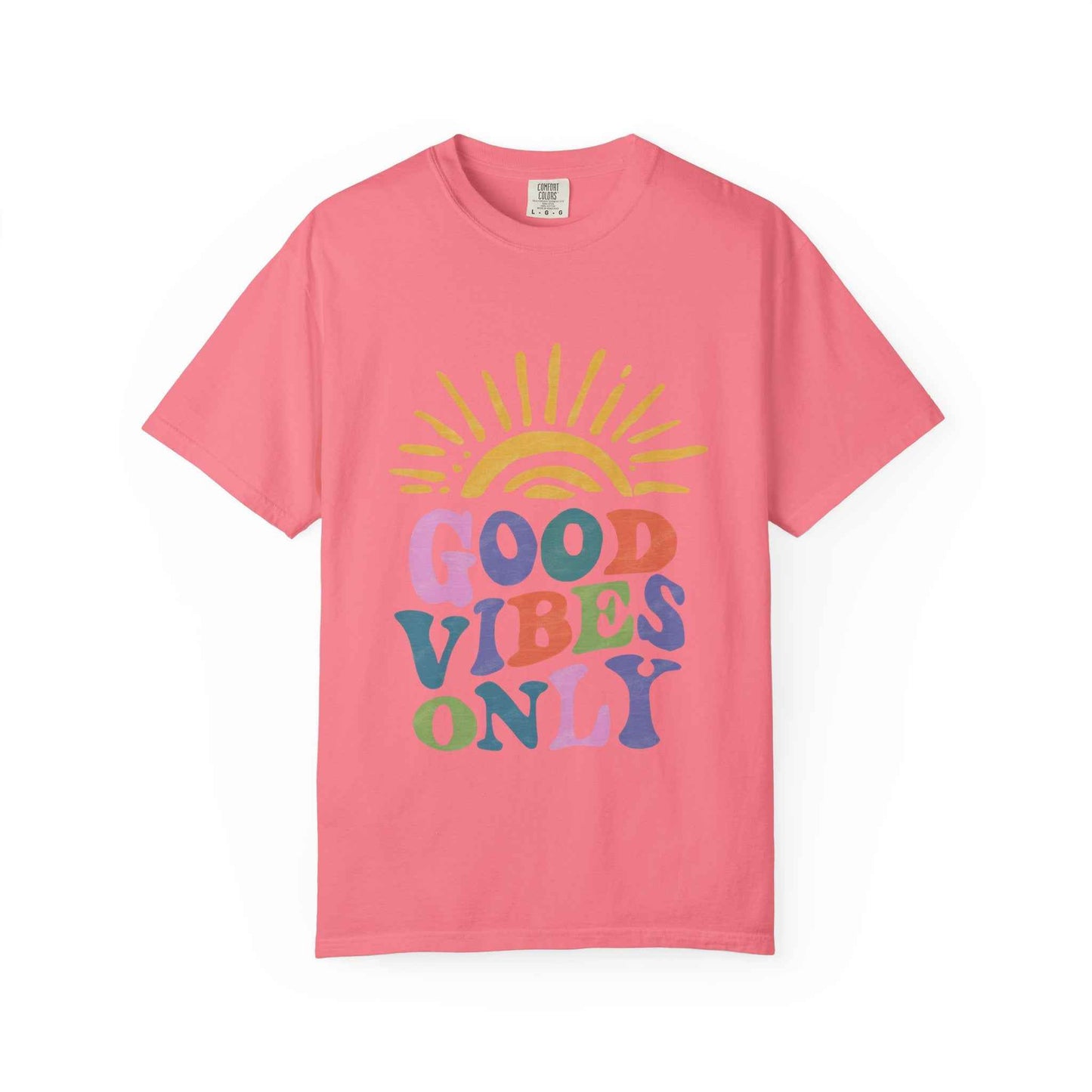Good Vibes Only T-Shirt - Retro Rainbow Sun Graphic Tee