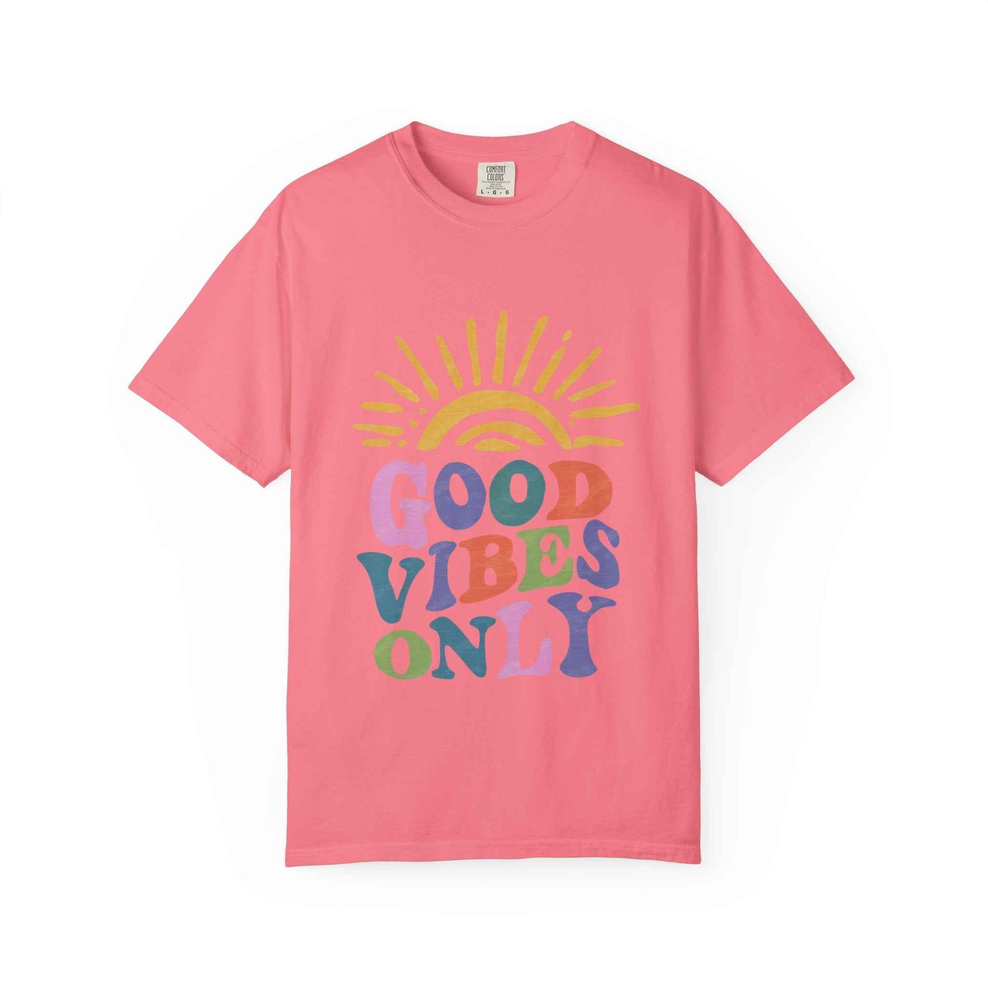Good Vibes Only T-Shirt - Retro Rainbow Sun Graphic Tee