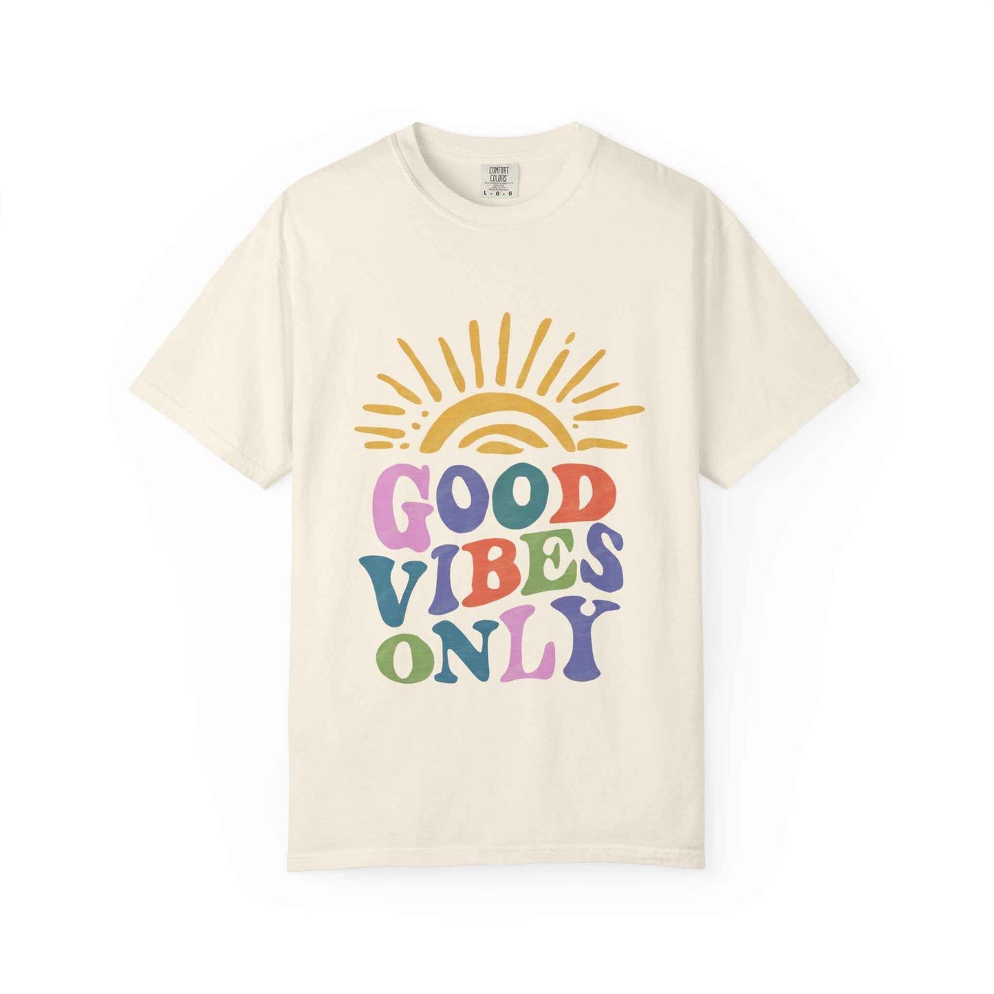 Good Vibes Only T-Shirt - Retro Rainbow Sun Graphic Tee