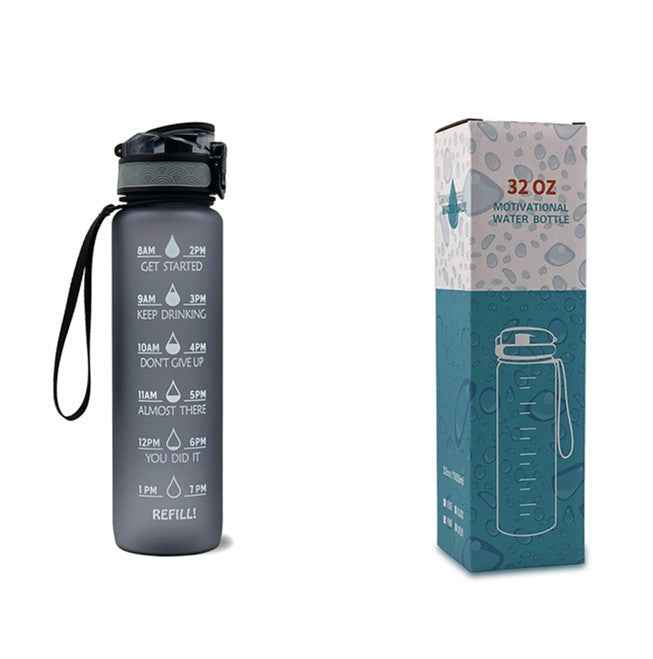 1L Motivational Tritan Water Bottle With Time Markers & Leakproof Design For Fitness & Sports