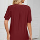 Eyelet Notched Short Sleeve T-Shirt