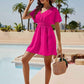 Smocked V-Neck Short Sleeve Dress