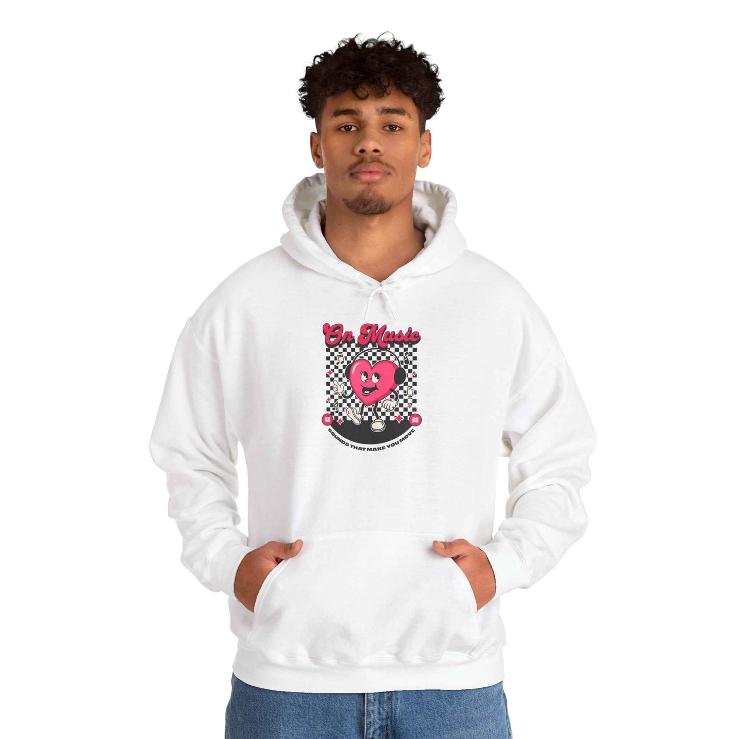 Be Moved Retro Heart Checkerboard Graphic Hoodie