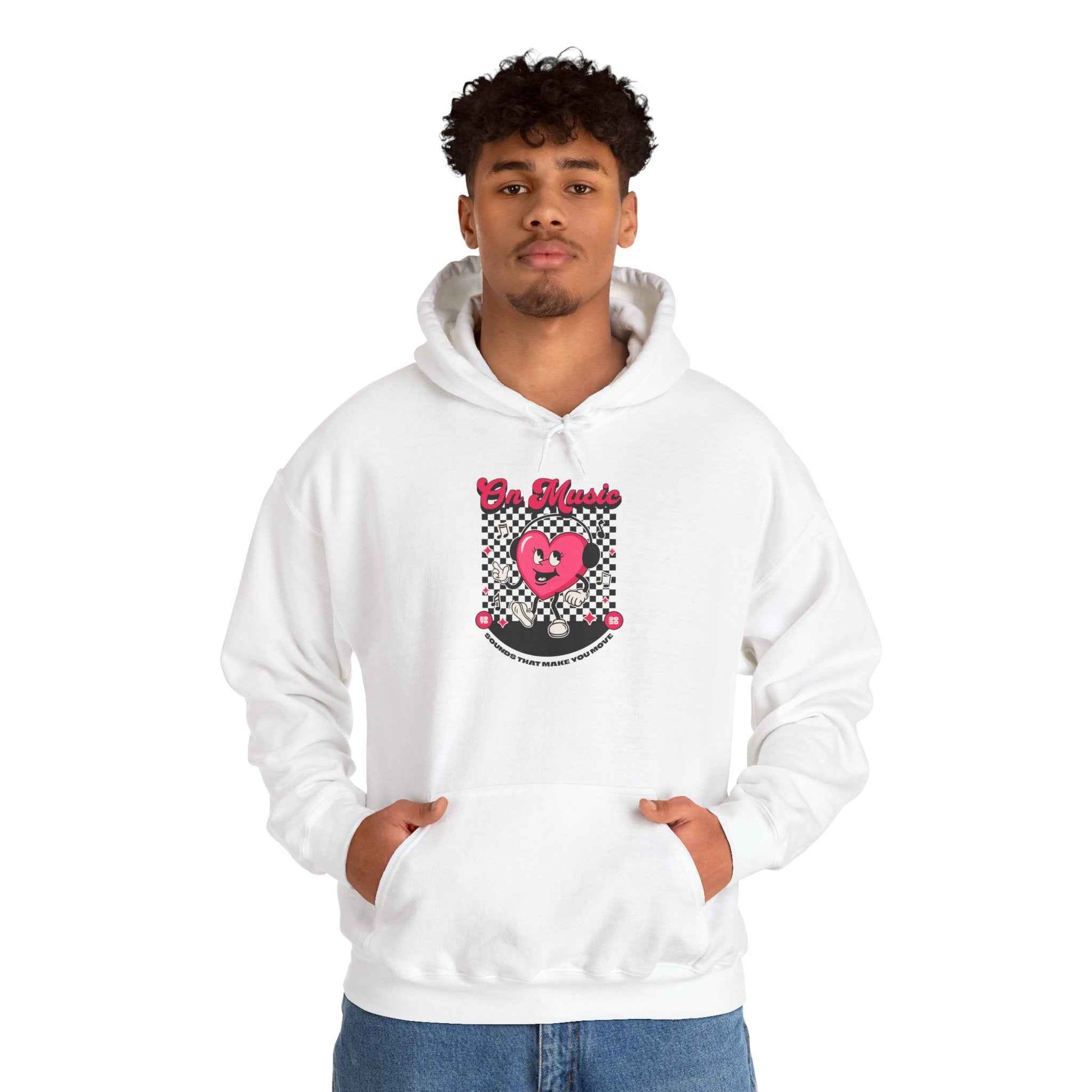 Be Moved Retro Heart Checkerboard Graphic Hoodie