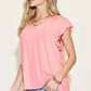 Basic Bae Full Size Bamboo Notched Ruffled Short Sleeve T-Shirt