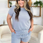 Double Take Full Size Texture Short Sleeve T-Shirt and Drawstring Shorts Set