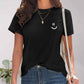 Smile Graphic Round Neck Short Sleeve T-Shirt