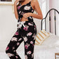 Floral V-Neck Cami and Cropped Pants Lounge Set