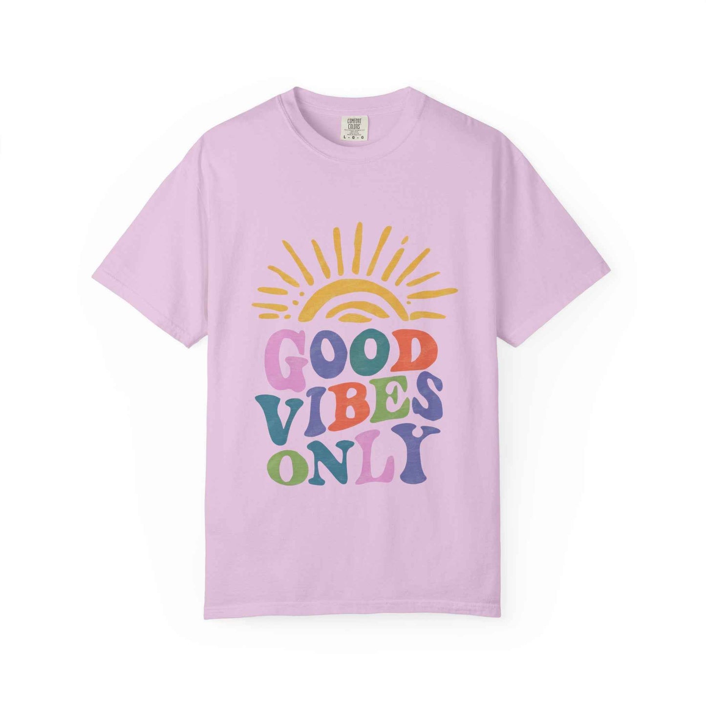 Good Vibes Only T-Shirt - Retro Rainbow Sun Graphic Tee