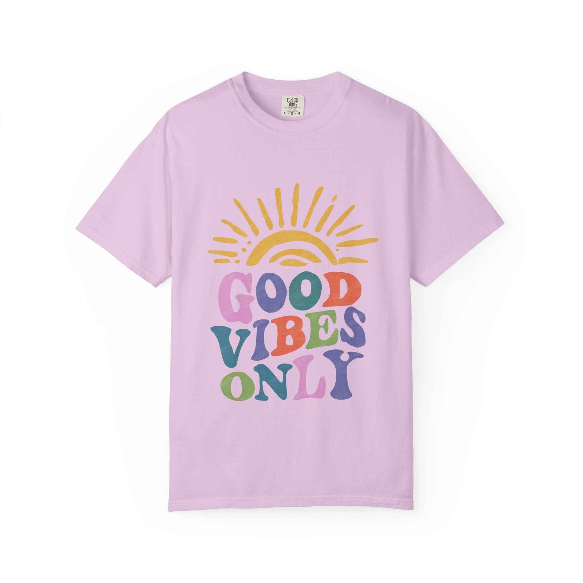 Good Vibes Only T-Shirt - Retro Rainbow Sun Graphic Tee