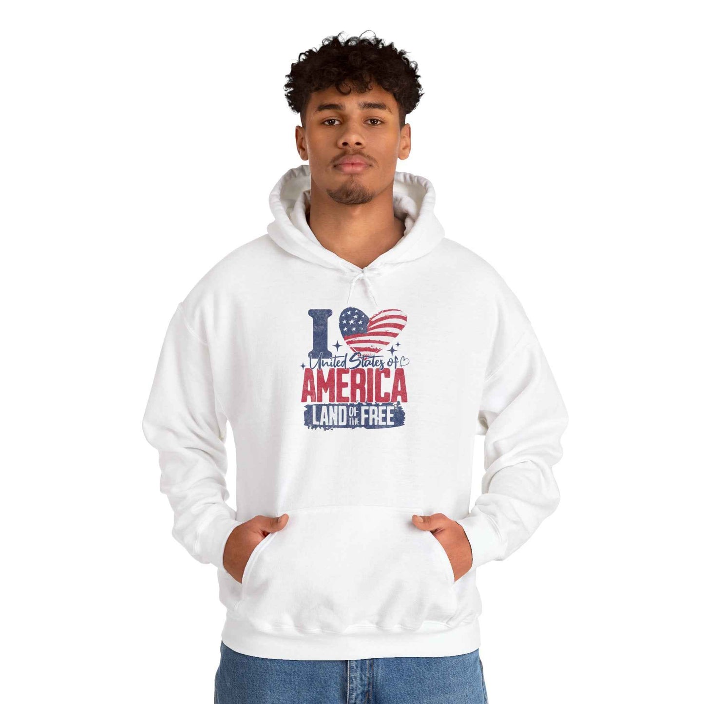 America Land of the Free Hoodie — I Love America Patriotic Flag Sweatshirt