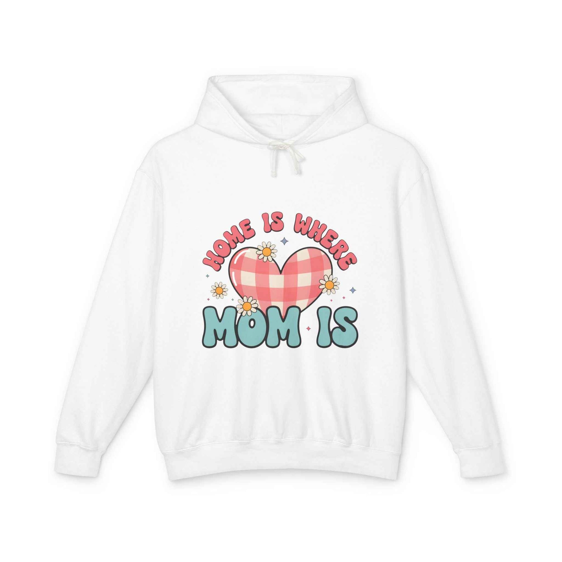 Home Is Where Mom Is Hoodie — Plaid Heart Mother's Day Sweatshirt