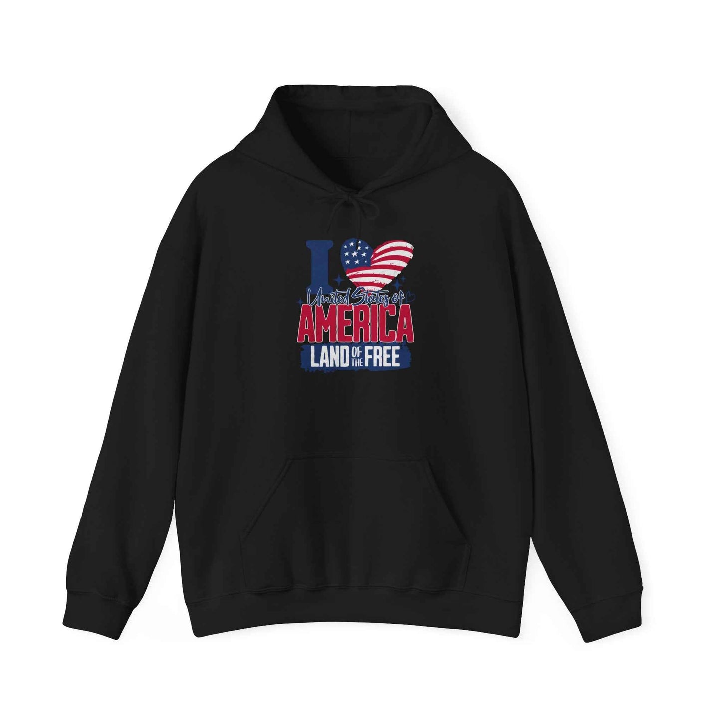 America Land of the Free Hoodie — I Love America Patriotic Flag Sweatshirt