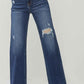 RISEN Full Size High Rise Distressed Wide Leg Jeans