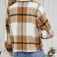 Womens Casual Plaid Cropped Jacket with Pockets