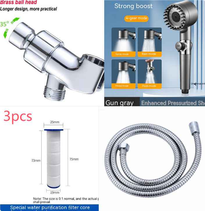 The Third Gear Adjustable Strong Supercharged Shower Head Household Bath Shower Hose Shower Head
