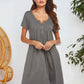 Notched Short Sleeve Mini Lounge Dress