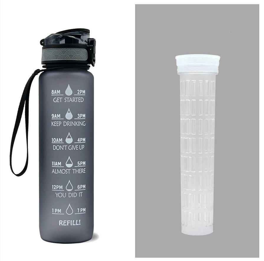 1L Motivational Tritan Water Bottle With Time Markers & Leakproof Design For Fitness & Sports