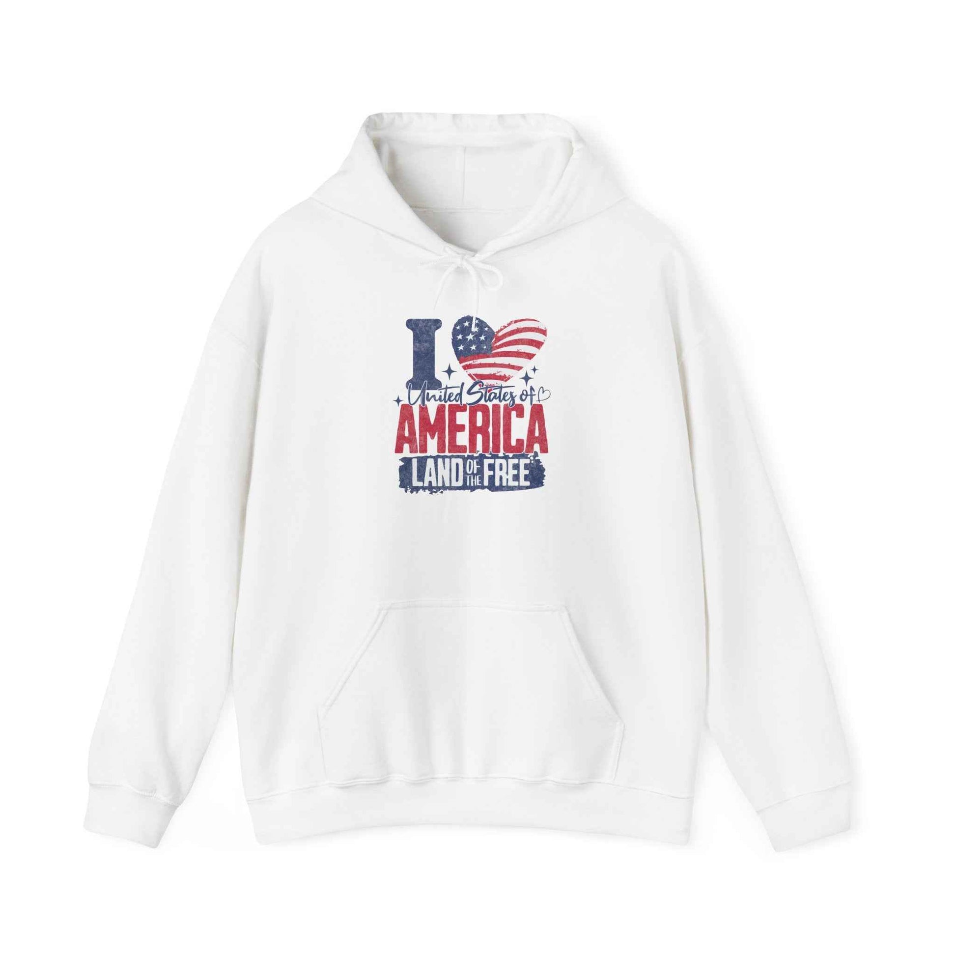 America Land of the Free Hoodie — I Love America Patriotic Flag Sweatshirt