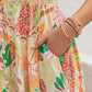 Printed V-Neck Short Sleeve Midi Dress
