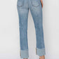 RISEN Full Size High Rise Cuffed Slim Straight Jeans