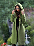 imms1k-9f - Womens AllSeason Hooded ButtonUp Knit Cardigan