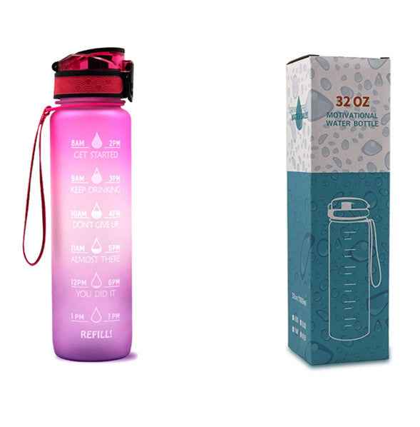 1L Motivational Tritan Water Bottle With Time Markers & Leakproof Design For Fitness & Sports