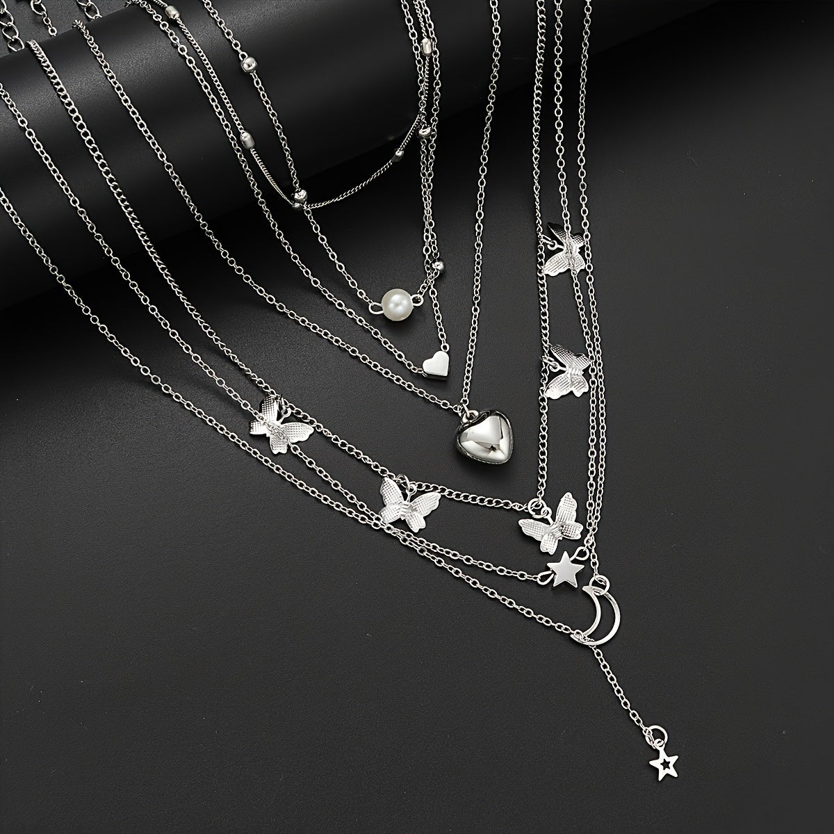 Zimonto - A Set Of 108 Elegant And Simple Imitation Pearl Geometric Heart Butterfly Star Stackable Rings, Earrings, Ear Studs, Necklaces, Bracelets, Fashionable Jewelry For Ladies, Suitable For Daily Wear, Parties, Vacations, Dates, And Holidays As Gifts (without B
