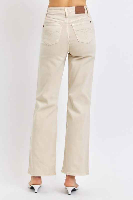 Judy Blue Full Size High Waist Distressed Wide Leg Jeans