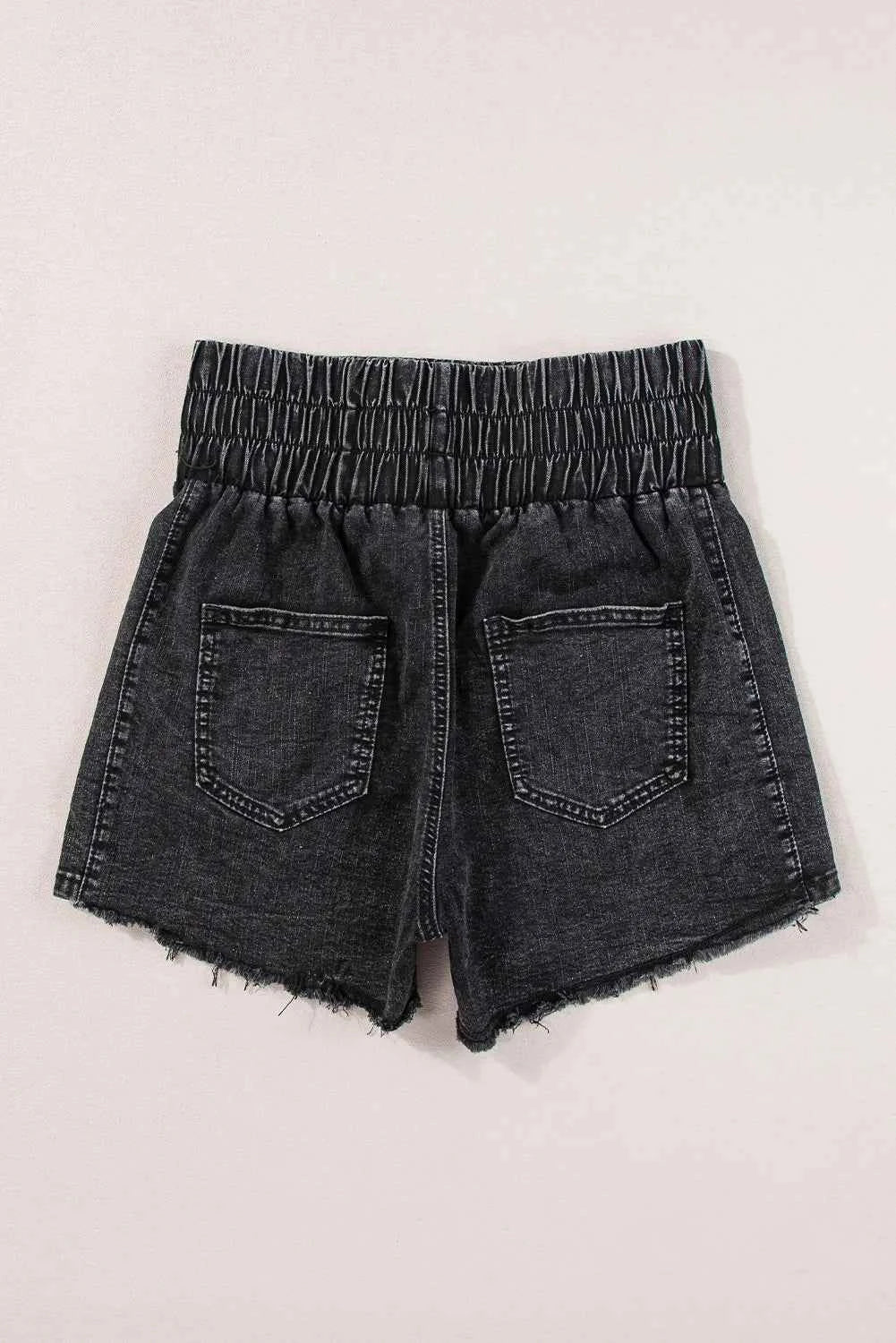 High Waist Raw Hem Denim Shorts