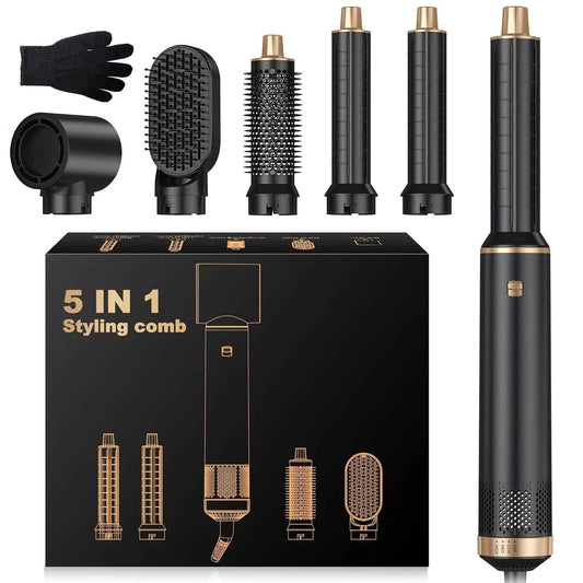 Zimonto 5 in 1 hair dryer brush with multiple styling attachments and heat-resistant glove