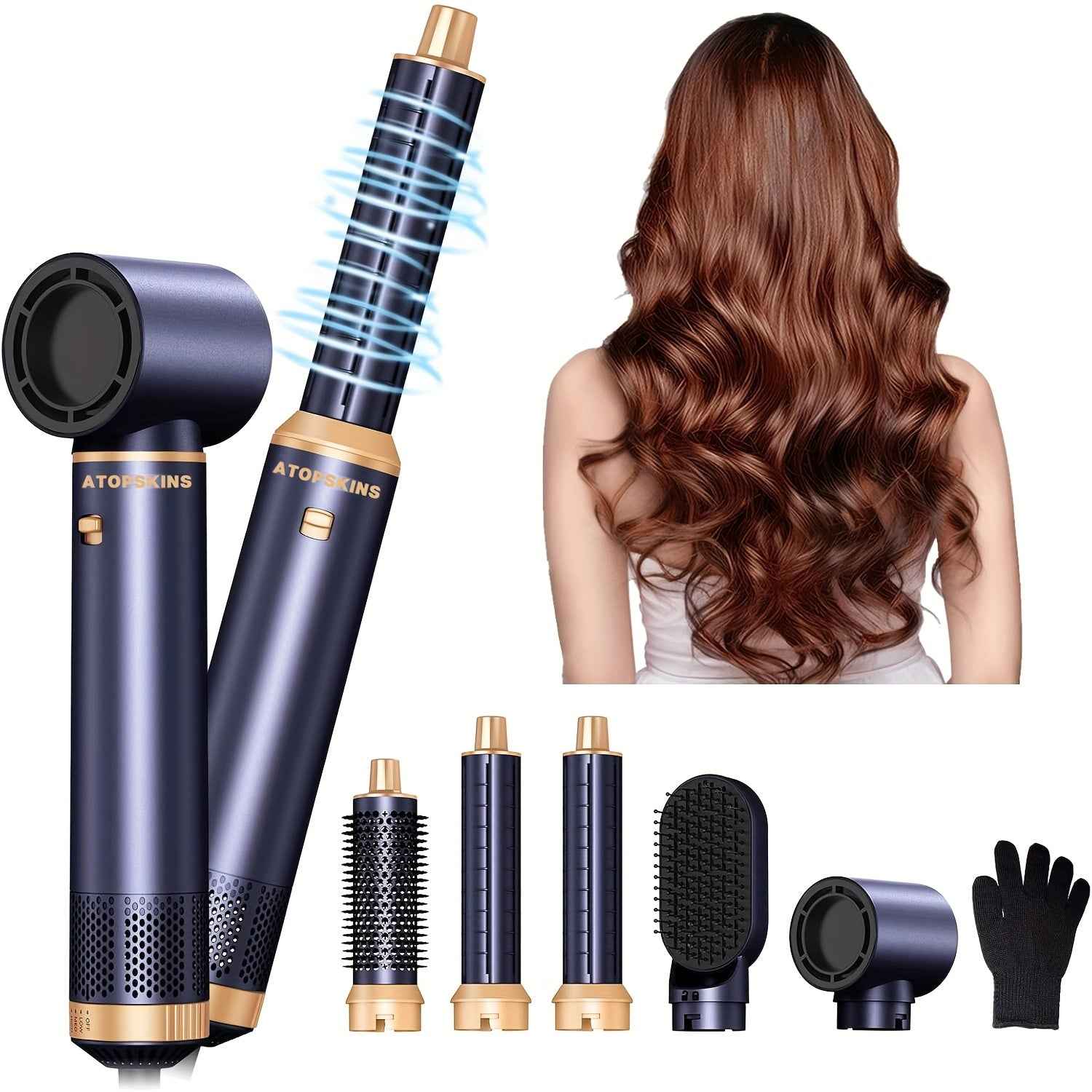 Zimonto 5 in 1 hair dryer brush with interchangeable attachments for styling, drying, and volumizing hair