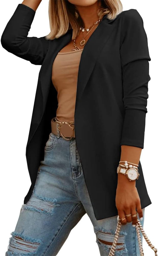 Zimonto - Womens Casual Long Sleeve Blazers Solid Color Knit Blazer Work Office Open Front Blazer Jacket Import Single ASIN Import Multiple ASIN ×Product customization General Description Gallery Reviews Variations Additional details Prod Blazers