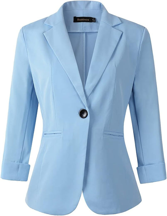 Zimonto - Beninos Womens 3/4 Sleeve Lightweight Office Work Suit Jacket Blazer Import Single ASIN Import Multiple ASIN ×Product customization General Description Gallery Reviews Variations Additional details Product Tags AMAZON VERIF Blazers