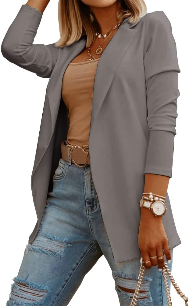 Zimonto - Womens Casual Long Sleeve Blazers Solid Color Knit Blazer Work Office Open Front Blazer Jacket Import Single ASIN Import Multiple ASIN ×Product customization General Description Gallery Reviews Variations Additional details Prod Blazers