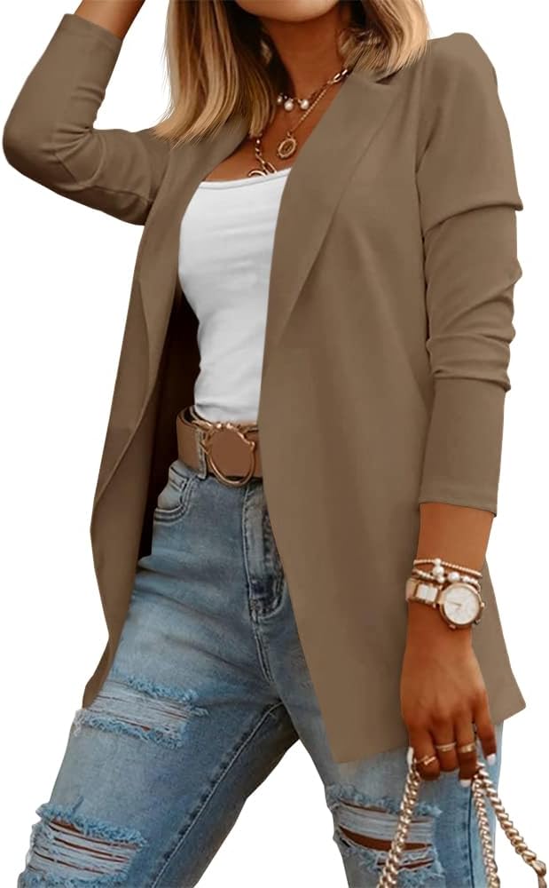 Zimonto - Womens Casual Long Sleeve Blazers Solid Color Knit Blazer Work Office Open Front Blazer Jacket Import Single ASIN Import Multiple ASIN ×Product customization General Description Gallery Reviews Variations Additional details Prod Blazers