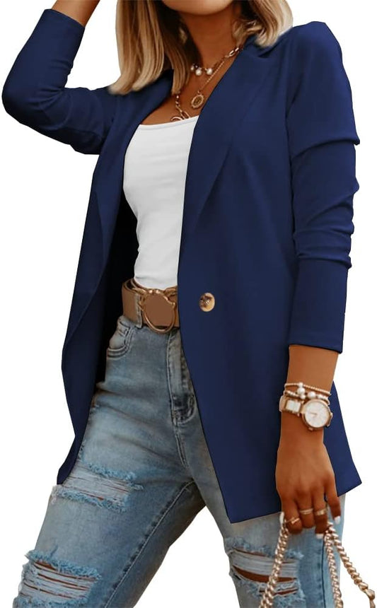 Zimonto - Womens Casual Long Sleeve Blazers Solid Color Knit Blazer Work Office Open Front Blazer Jacket Import Single ASIN Import Multiple ASIN ×Product customization General Description Gallery Reviews Variations Additional details Prod Blazers