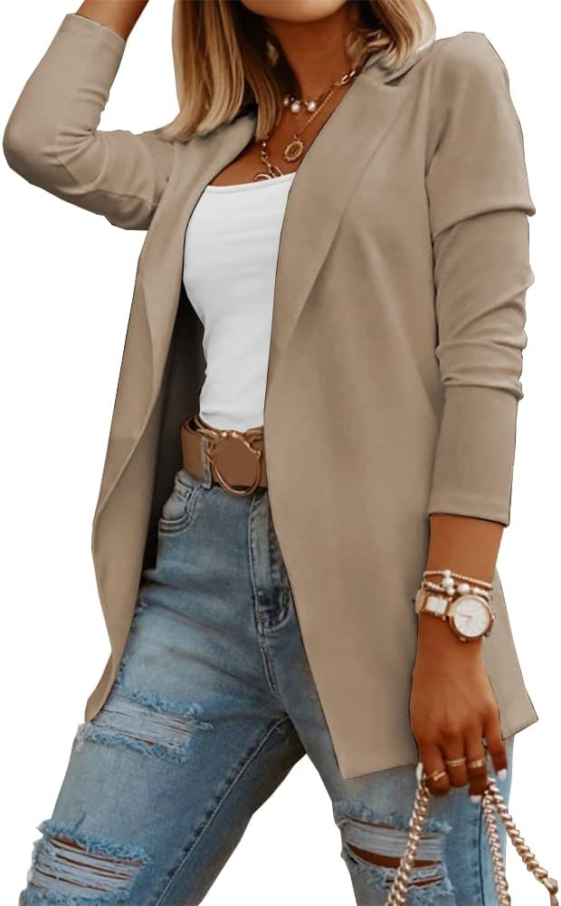 Zimonto - Womens Casual Long Sleeve Blazers Solid Color Knit Blazer Work Office Open Front Blazer Jacket Import Single ASIN Import Multiple ASIN ×Product customization General Description Gallery Reviews Variations Additional details Prod Blazers
