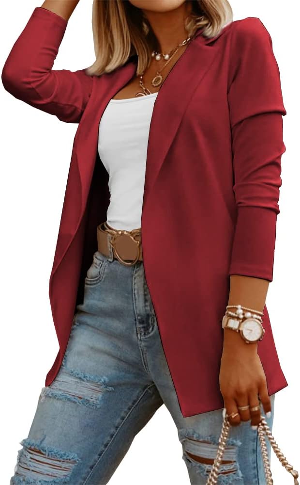 Zimonto - Womens Casual Long Sleeve Blazers Solid Color Knit Blazer Work Office Open Front Blazer Jacket Import Single ASIN Import Multiple ASIN ×Product customization General Description Gallery Reviews Variations Additional details Prod Blazers
