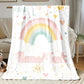 Personalized Rainbow Hearts Flannel Blanket Soft Warm Durable