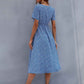 Honey Printed Round Neck Short Sleeve Midi Dress